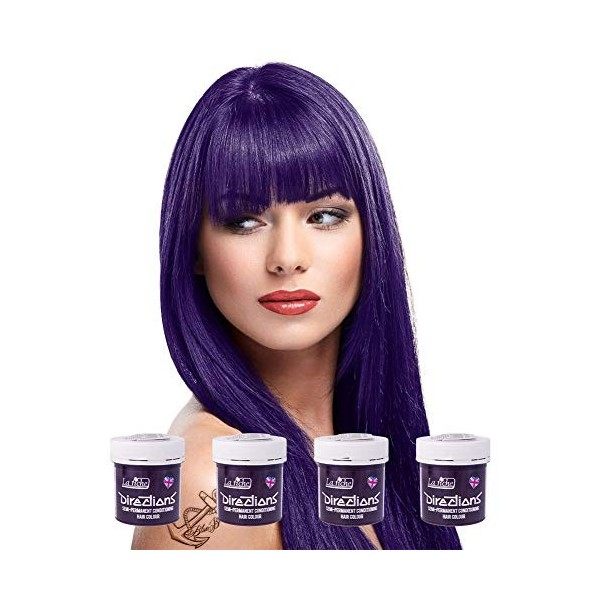 4 X New La Riche Directions Semi-Permanent Hair Color 88ml - Deep Purple
