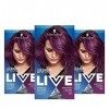 Schwarzkopf Live Intense Colour U69 Amethyst Chrome Coloration permanente avec sérum de vitalité intégré, lot de 3