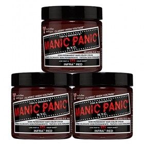 Manic Panic Infra Red Classic Creme, Vegan, Cruelty Free, Semi Permanent Hair Dye 3 x 118ml