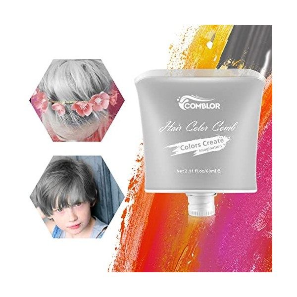 Craie Cheveux Coloration Temporaire Cheveux Enfant, Comblor Peigne de Teinture Hair Dye Pour Fille Garçon et Femme, Semi-Perm