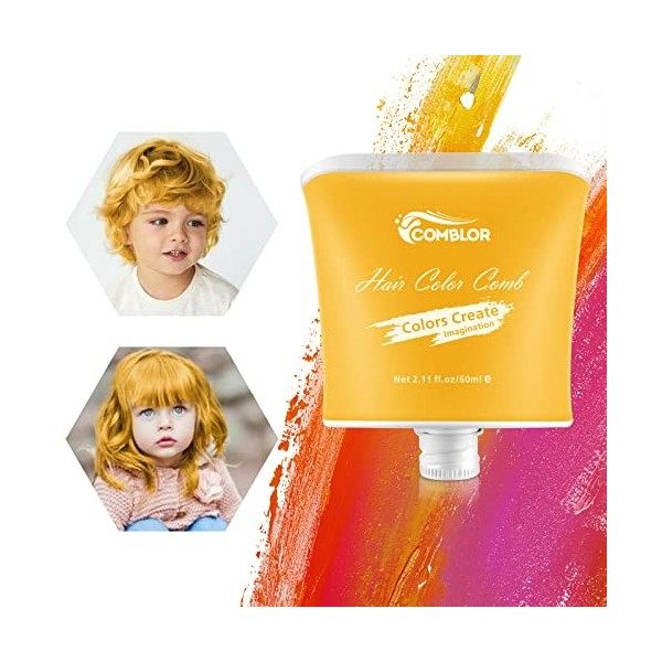 Craie Cheveux Coloration Temporaire Cheveux Enfant, Comblor Peigne de Teinture Hair Dye Pour Fille Garçon et Femme, Semi-Perm