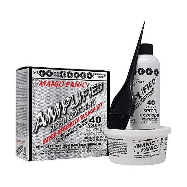 Manic Panic Flash Lightning Bleach Kit, Removes Natural Shade & Lightens Hair, Complete Hair Lightning Kit - 40 Volume Cream 
