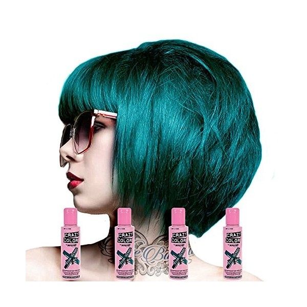 4 x Crazy Colour Semi Permanent Hair Dyes 100ml Pine Green by Crazy Colour