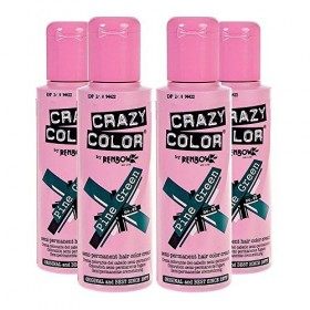 4 x Crazy Colour Semi Permanent Hair Dyes 100ml Pine Green by Crazy Colour