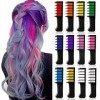 Kalolary 12 Couleurs Peignes Craie Cheveux, Temporaire Bright Crème Lavable Non Toxique Craie de Coloration pour Filles et Ad