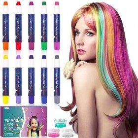 Purpledi 13pcs Crayon De Cheveux Lavable - Craie pour Cheveux Lavable Cadeau Fille, Ensemble de craie pour les cheveux de Col