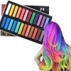 Craie Pour Cheveux, Ensemble Craie Cheveux Jetable 24 Couleurs, Colorant Cheveux Temporaire Lavable Non Toxique, Une Teinture