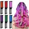 EBANKU 6 Couleurs Peignes Craie Cheveux, Non Toxique, Lavable, Temporaires Craies de Cheveux pour filles et adultes, journée 