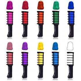 NUOE Lot de 10 craies pour cheveux pour enfants, colorations de cheveux, peignes à craie lavable, sans danger pour les enfant