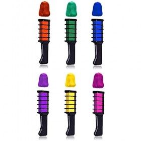 POMHE 6PCS Peignes Craie Cheveux, Temporaires Craies de Cheveux, Peigne Coloration Couleur des Cheveux pour adultes enfants c