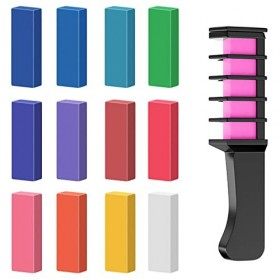12 Couleur Peigne à Craie pour Cheveux, MSDADA Cheveux Craie Peignes de Craie Temporaire Dye Couleur de Brosse, pour Filles E