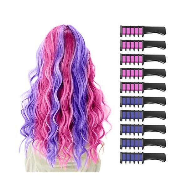 10 Pièces Peigne à Craie pour Cheveux, MSDADA Cheveux Craie Peignes de Craie Temporaire Dye Couleur de Brosse pour Filles Enf