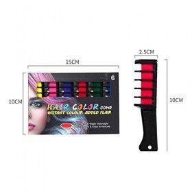 Warm Girl Peigne à craie de cheveux 6 couleurs, peigne à craie de couleur de cheveux temporaire lavable pour cadeau bricolage