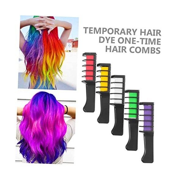 Lurrose 5 Pièces Peigne De Teinture Pour Les Cheveux Jetables Crayons Lavables Cheveux Craie Pour Enfants Peignes Pour Enfant