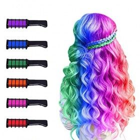 Dye Couleur Brosse Couleurs Peignes Craie Cheveux, Peignes Craie Temporaire, 6PCS Peigne Coloration Coloration Temporaire Che