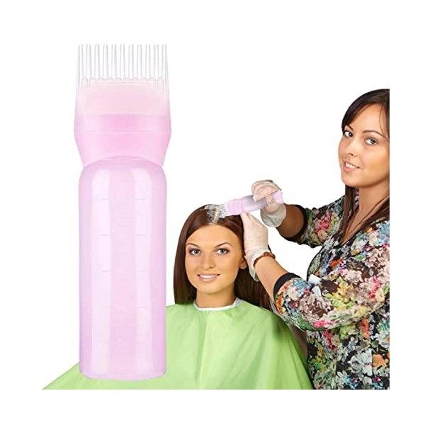 Flacon applicateur de peigne à racines – Brosse applicateur portable | Flacon applicateur de couleur pour cheveux avec échell