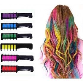 Lot de 6 peignes à craie pour cheveux pour filles, cadeaux temporaires, craies populaires pour anniversaire, cosplay, fête d