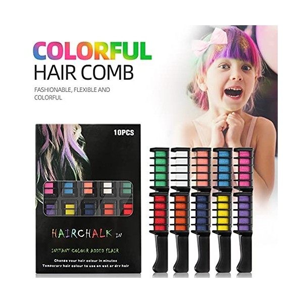 Peigne à craie de couleur pour cheveux temporaire Colorant pour cheveux lavable à la craie pour la fête danniversaire bricol