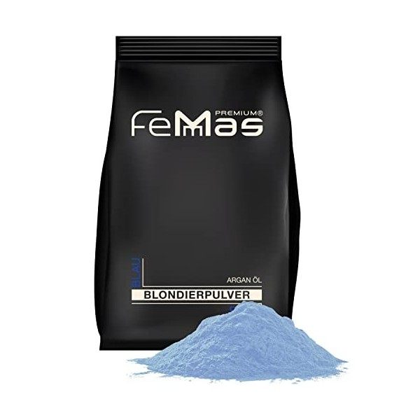 FemMas Poudre de blanchiment bleue 500 g I Ultra forte & sans poussière I Poudre de blanchiment avec technologie plexiglas et