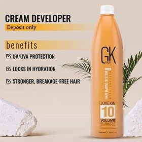 Global Keratin GK HAIR Professional Hair Creme 10 Volume Developer 1000ml for Hair Coloring Bleach - High-Performance Long La