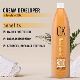 Global Keratin GK HAIR Professional Hair Creme 30 Volume Developer 1000ml for Hair Coloring Bleach - High-Performance Long La