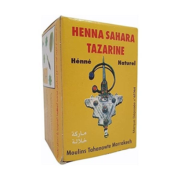 Henne ou henna en poudre végétal Henna Sahara Tazarine pur et 100% naturel idéal pour les mains et les soins capillaires, off