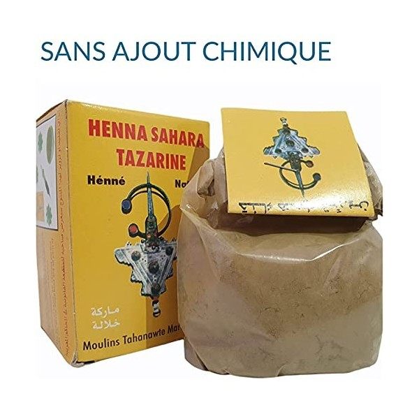 Henne ou henna en poudre végétal Henna Sahara Tazarine pur et 100% naturel idéal pour les mains et les soins capillaires, off