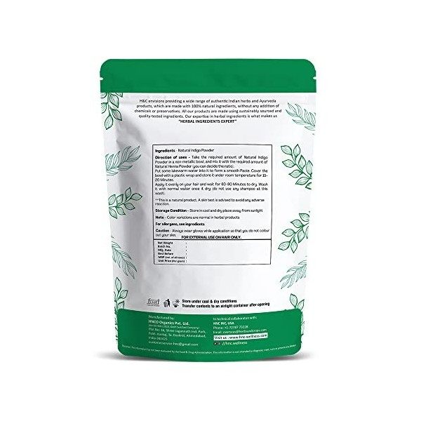 H&C HERBAL INGREDIENTS EXPERT H&C Poudre dindigo Naturelle Indigofera tinctoria - 227 Gramme | Pour la Coloration des Chev