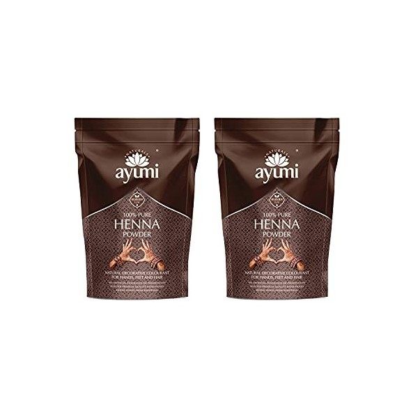 Ayumi, Pure Henna Powder, Natural Hair Colouring, 2 x 200g