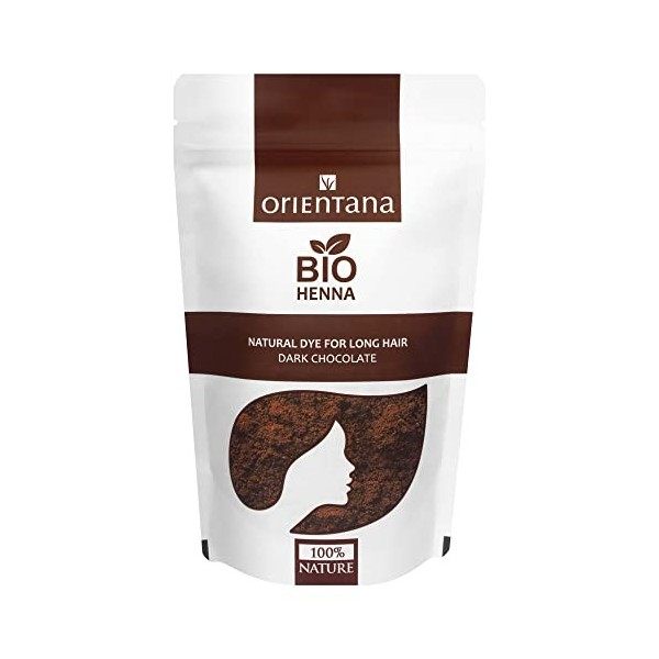 Orientana - Organic Chocolat Noir Henna Powder | Natural Vegan | Colore Les Cheveux En Brun Clair À Moyen | Stimule La Croiss