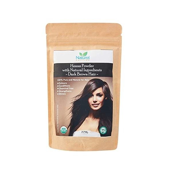 Organic USDA, GMP Henna for Dark Brown/Black/Reddish brown Colour Hair, healthier, softer hair Recipe provided for temp t