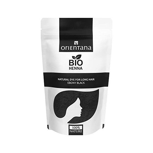 Orientana - Organic Noir dÉbène Henna Powder | Natural Vegan | Colore Les Cheveux En Brun Clair À Moyen | Stimule La Croissa