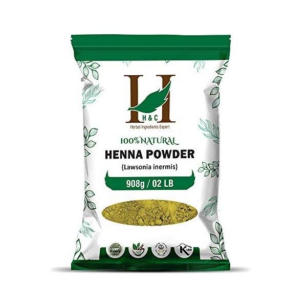 H&C Poudre de Henné, Emballage en Vrac Lawsonia Inermis - 908 Grammes | Pas de Ppd, pas de Produits Chimiques, pas de Parab