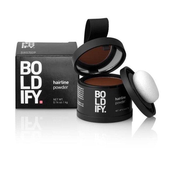 BOLDIFY Poudre de Racine de Cheveux Marron Fonce , Poudre de Retouche de Racines, Couverture de Racine, Pour Homme et Femme,