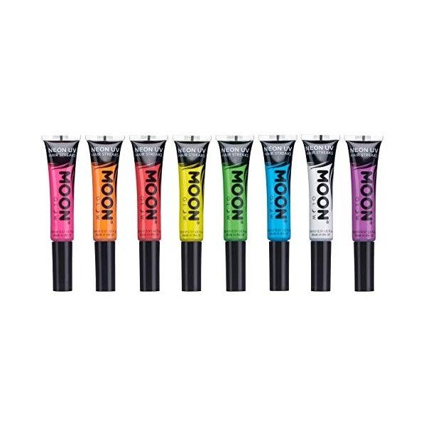 Moon Glow- Bandes de couleur de cheveux UV néon | Hair Mascara - Teinture capillaire temporaire lavable | Couleur fluo brilla