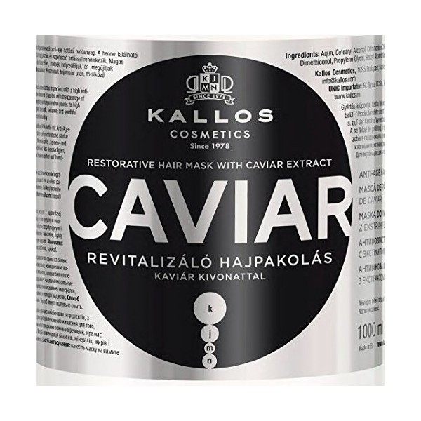 Kallos Caviar Masque Réparateur pour Cheveux, 1 L