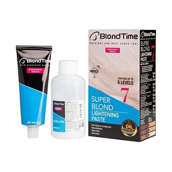 Blond Time | Pâte Décolorante, éclaircit jusquà 6 tons | Nuance Naturelle | Décolore sans abîmer les cheveux | Hydrate, Pren