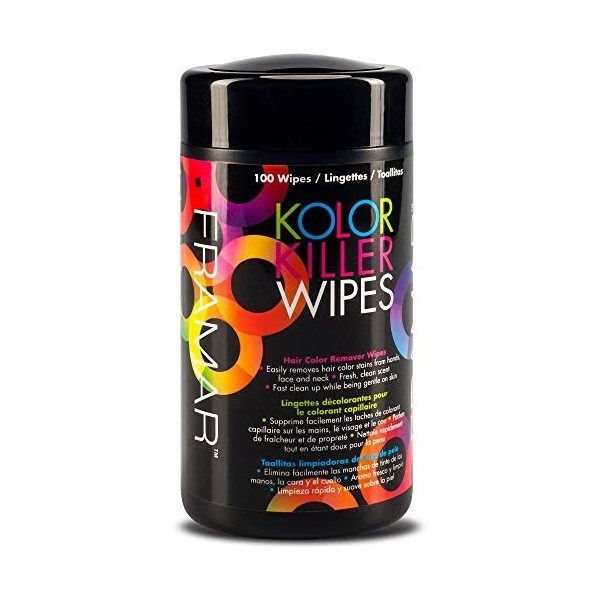 FRAMAR Kolor Killer Wipes - Dissolvant de Teinture pour Les Cheveux, dissolvant de Couleur pour Les Cheveux - lingettes Distr