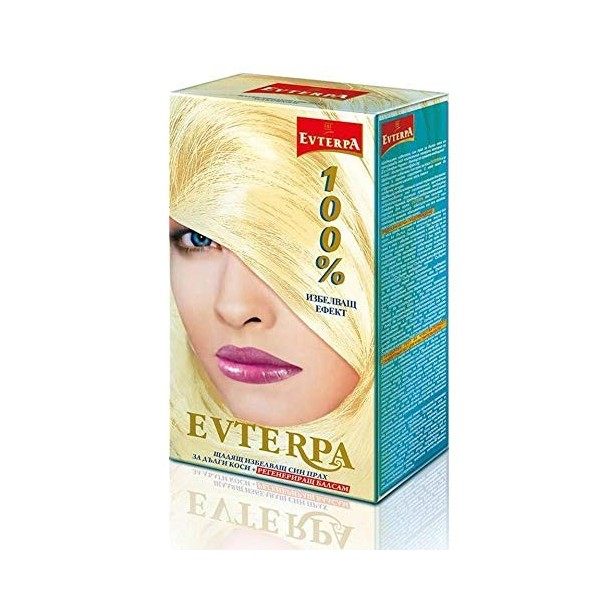 Evterpa poudre de décoloration bleu doux pour cheveux longs - 40 Vol.80 ml + poudre de décoloration 24gr / poudre de décolora