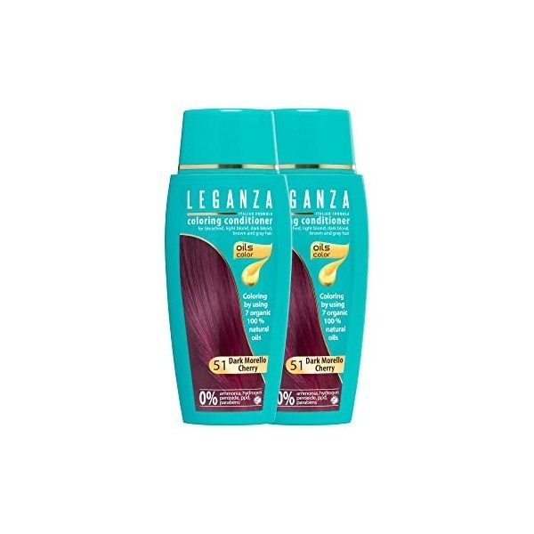 Leganza Baume pour la Coloration Naturelle des Cheveux Couleur Cerise Foncée Nº 51 | Lot de 2 x Baume Teinture Cheveux Sans A