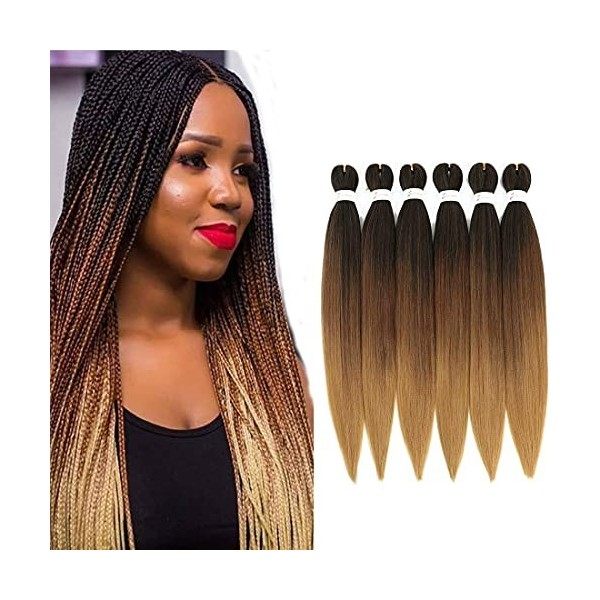 WIGENIUS Extensions de Cheveux tressés pré-étirés 66cm Lot de 6 professionnelles en Fiber synthétique Tresses de crochet Yaki