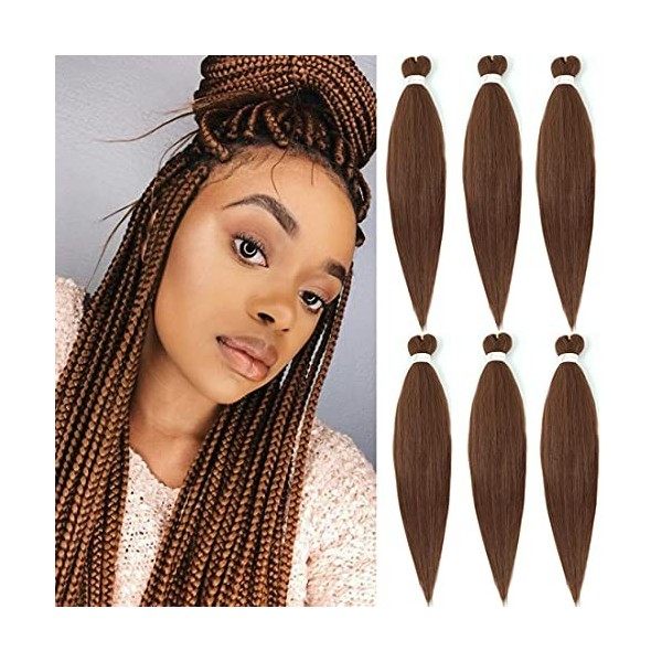 WIGENIUS Extensions de Cheveux tressés pré-étirés 66cm Lot de 6 professionnelles en Fiber synthétique Tresses de crochet Yaki