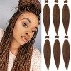 WIGENIUS Extensions de Cheveux tressés pré-étirés 66cm Lot de 6 professionnelles en Fiber synthétique Tresses de crochet Yaki