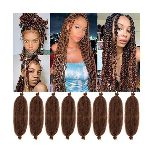 Leeven 16 Pouces Pre Separated Springy Twist Hair for Afro Marley Locs 8 Packs Pre-Fluffed Popping Crochet Hair for Distresse