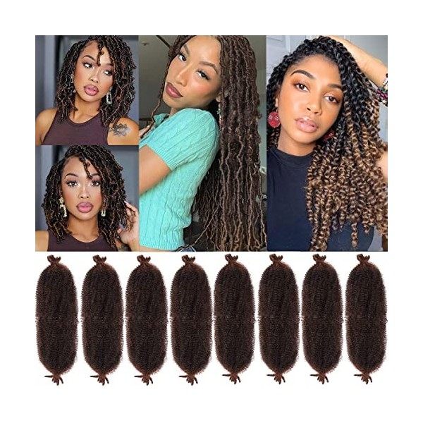 Leeven 16 Pouces Pre Separated Springy Twist Hair for Afro Marley Locs 8 Packs Pre-Fluffed Popping Crochet Hair for Distresse