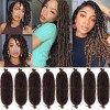 Leeven 16 Pouces Pre Separated Springy Twist Hair for Afro Marley Locs 8 Packs Pre-Fluffed Popping Crochet Hair for Distresse