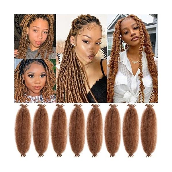 Leeven 16 Pouces Pre Separated Springy Twist Hair for Afro Marley Locs 8 Packs Pre-Fluffed Popping Crochet Hair for Distresse