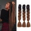 FANWYFYU Kanekalon Meches Tresse Cheveux, 3Paquets 24"Jumbo Braids Meches, Extension de Cheveux de Fibre Synthétique Pour Cro