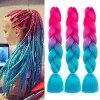 FANWYFYU Kanekalon Meches Tresse Cheveux, 3Paquets 24"Jumbo Braids Meches, Extension de Cheveux de Fibre Synthétique Pour Cro