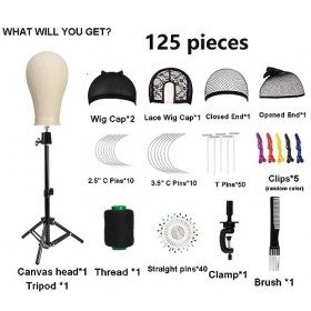 SZCY LLC capuchon de toile de 23 pouces, trépied de support de perruque avec capuchon, tête de mannequin pour perruque, capuc